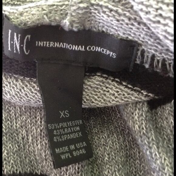 INC Gray Cropped Striped Dolman Hooded Lightweight Sweater Women's Size Small - Picture 4 of 4